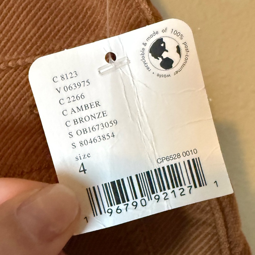Free People Amber Brown Corduroy Trouser Pants NWT Size 4 - Picture 6 of 6
